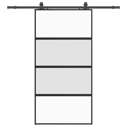 vidaXL Sliding Door with Hardware Set Black 102.5x205 cm Tempered Glass 2
