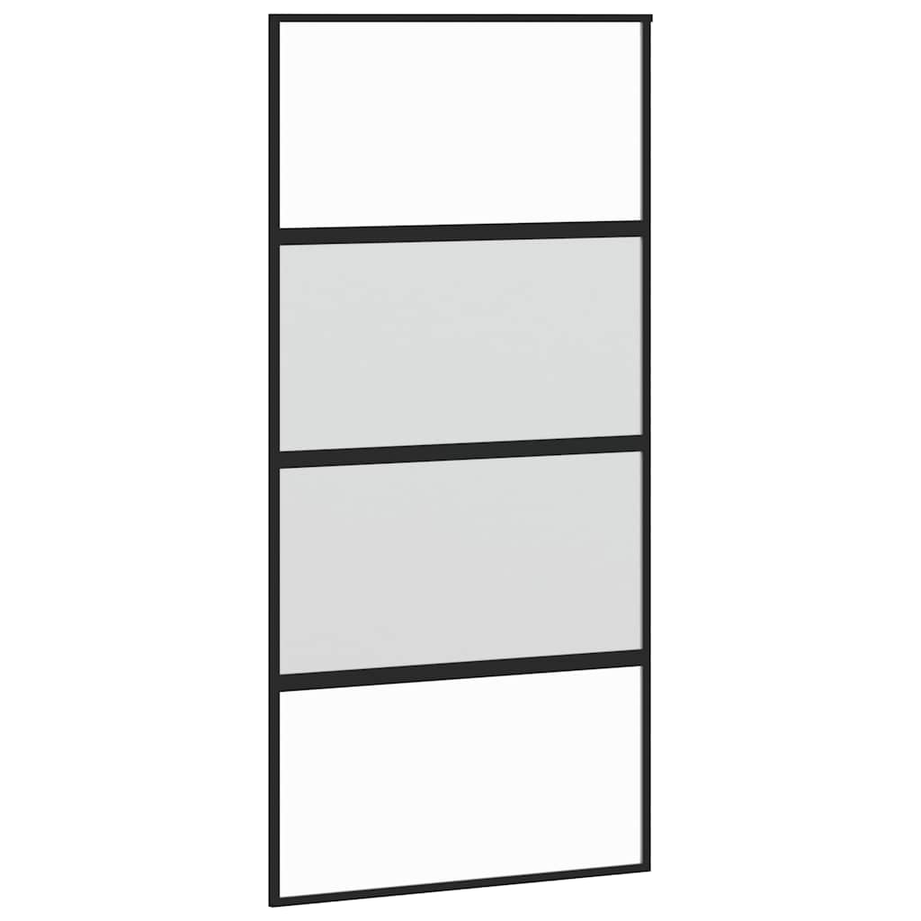 vidaXL Sliding Door with Hardware Set Black 102.5x205 cm Tempered Glass 5