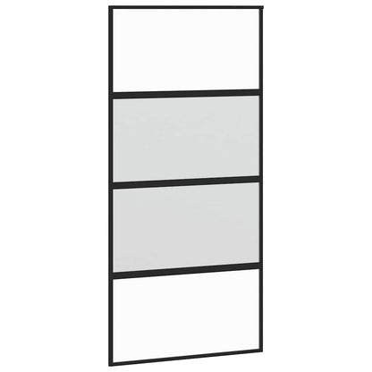 vidaXL Sliding Door with Hardware Set Black 102.5x205 cm Tempered Glass 5