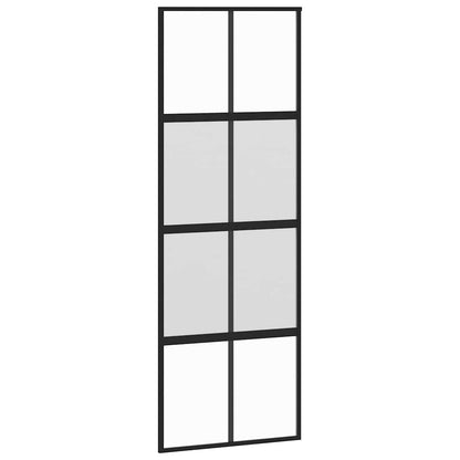 vidaXL Sliding Door with Hardware Set Black 76x205 cm Tempered Glass 5