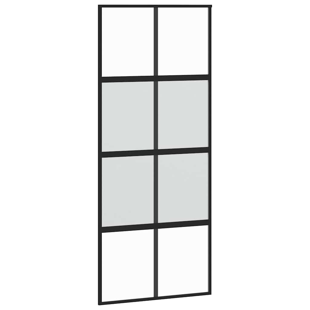 vidaXL Sliding Door with Hardware Set Black 90x205 cm Tempered Glass 5