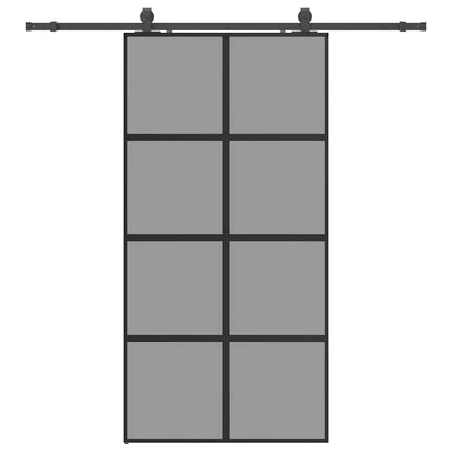 vidaXL Sliding Door with Hardware Set Black 102.5x205cm Tempered Glass 2