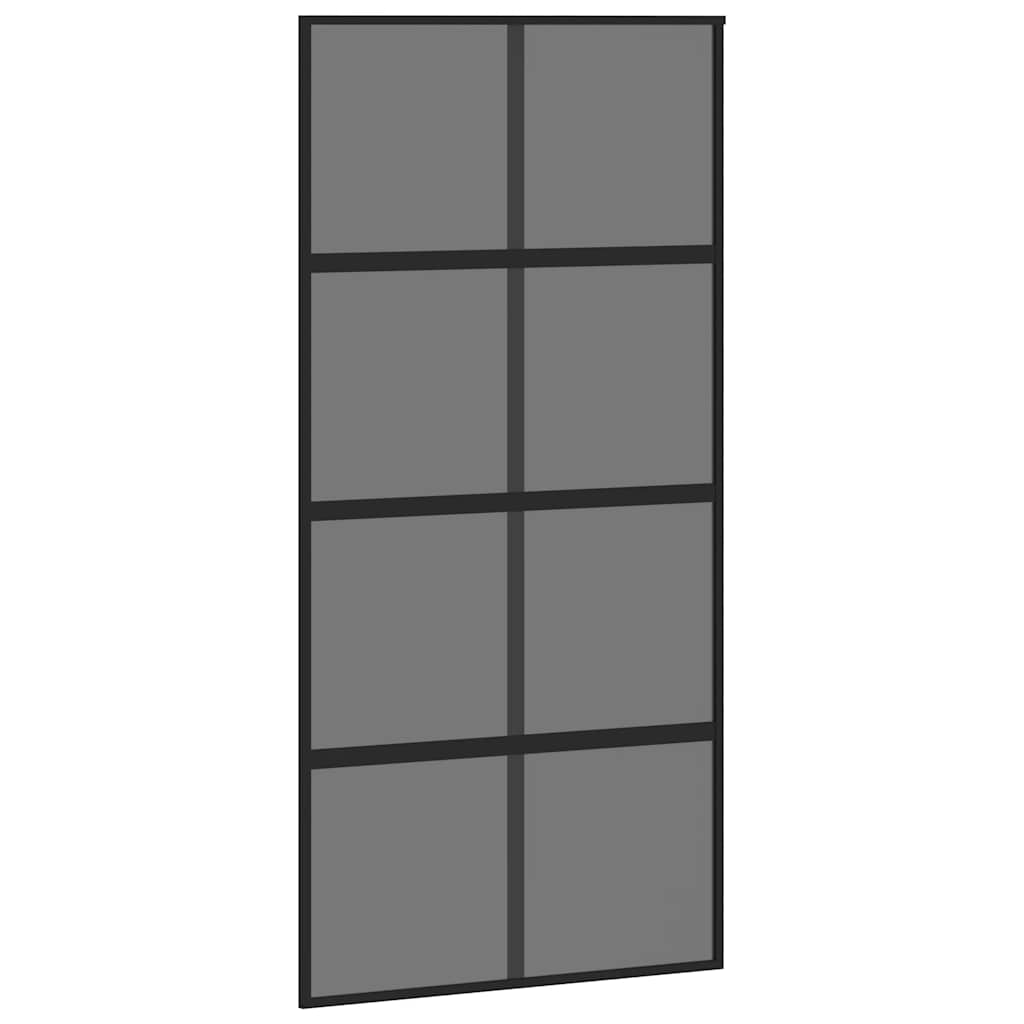 vidaXL Sliding Door with Hardware Set Black 102.5x205cm Tempered Glass 5