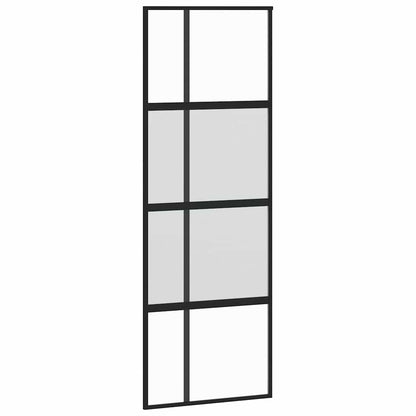 vidaXL Sliding Door with Hardware Set Black 76x205 cm Tempered Glass 5