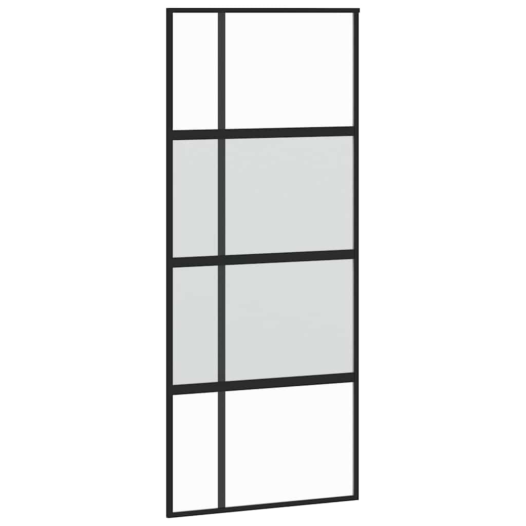 vidaXL Sliding Door with Hardware Set Black 90x205 cm Tempered Glass 5