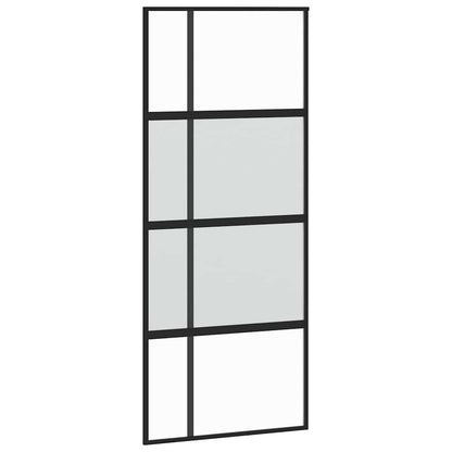 vidaXL Sliding Door with Hardware Set Black 90x205 cm Tempered Glass 5