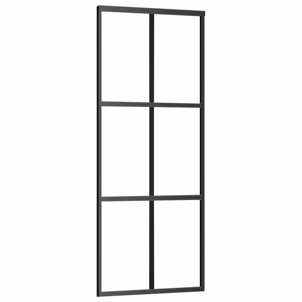 vidaXL Sliding Door with Hardware Set Black 76x205 cm ESG Glass 5