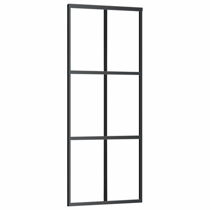 vidaXL Sliding Door with Hardware Set Black 76x205 cm ESG Glass 5