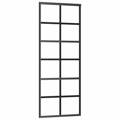 vidaXL Sliding Door with Hardware Set Black 76x205 cm ESG Glass 5