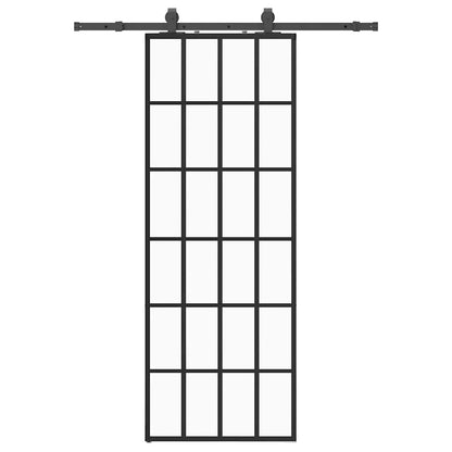 vidaXL Sliding Door with Hardware Set Black 76x205 cm ESG Glass 2