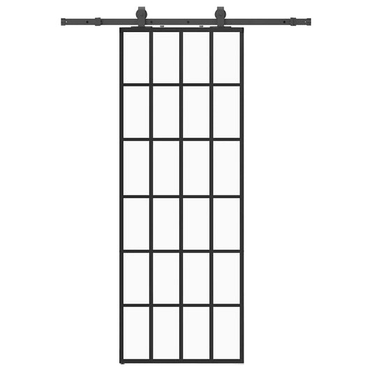 vidaXL Sliding Door with Hardware Set Black 76x205 cm ESG Glass 2