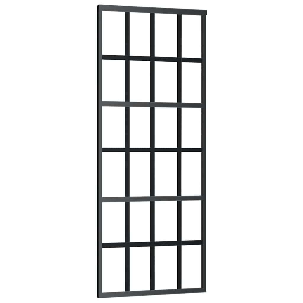 vidaXL Sliding Door with Hardware Set Black 76x205 cm ESG Glass 5