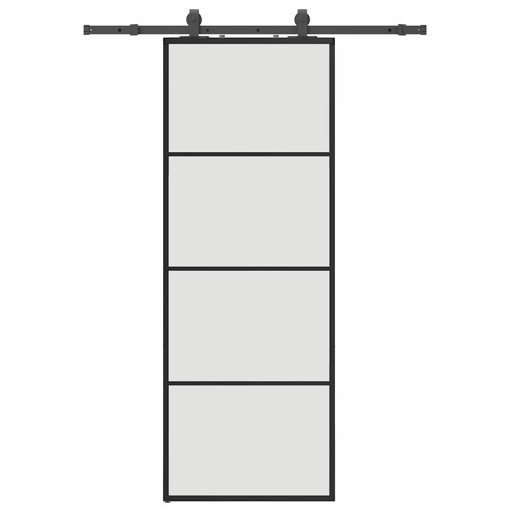vidaXL Sliding Door with Hardware Set Black 76x205 cm ESG Glass 2