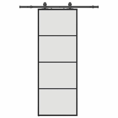 vidaXL Sliding Door with Hardware Set Black 76x205 cm ESG Glass 2