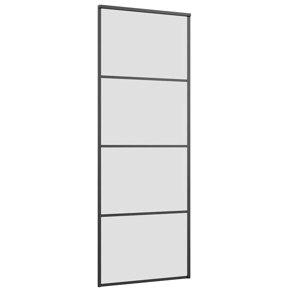 vidaXL Sliding Door with Hardware Set Black 76x205 cm ESG Glass 5