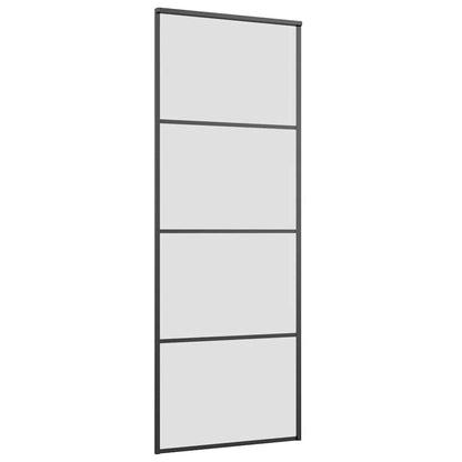 vidaXL Sliding Door with Hardware Set Black 76x205 cm ESG Glass 5