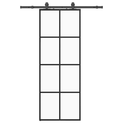 vidaXL Sliding Door with Hardware Set Black 76x205 cm ESG Glass 2