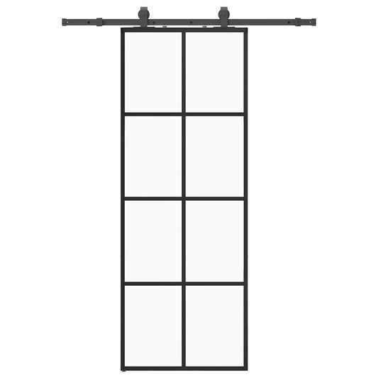 vidaXL Sliding Door with Hardware Set Black 76x205 cm ESG Glass 2