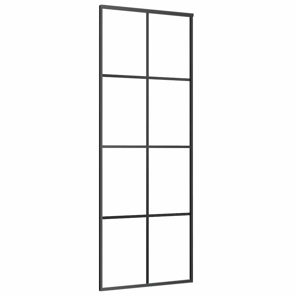 vidaXL Sliding Door with Hardware Set Black 76x205 cm ESG Glass 5