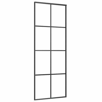 vidaXL Sliding Door with Hardware Set Black 76x205 cm ESG Glass 5