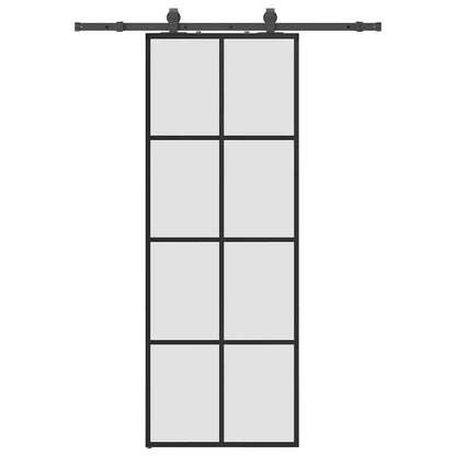 vidaXL Sliding Door with Hardware Set Black 76x205 cm ESG Glass 2