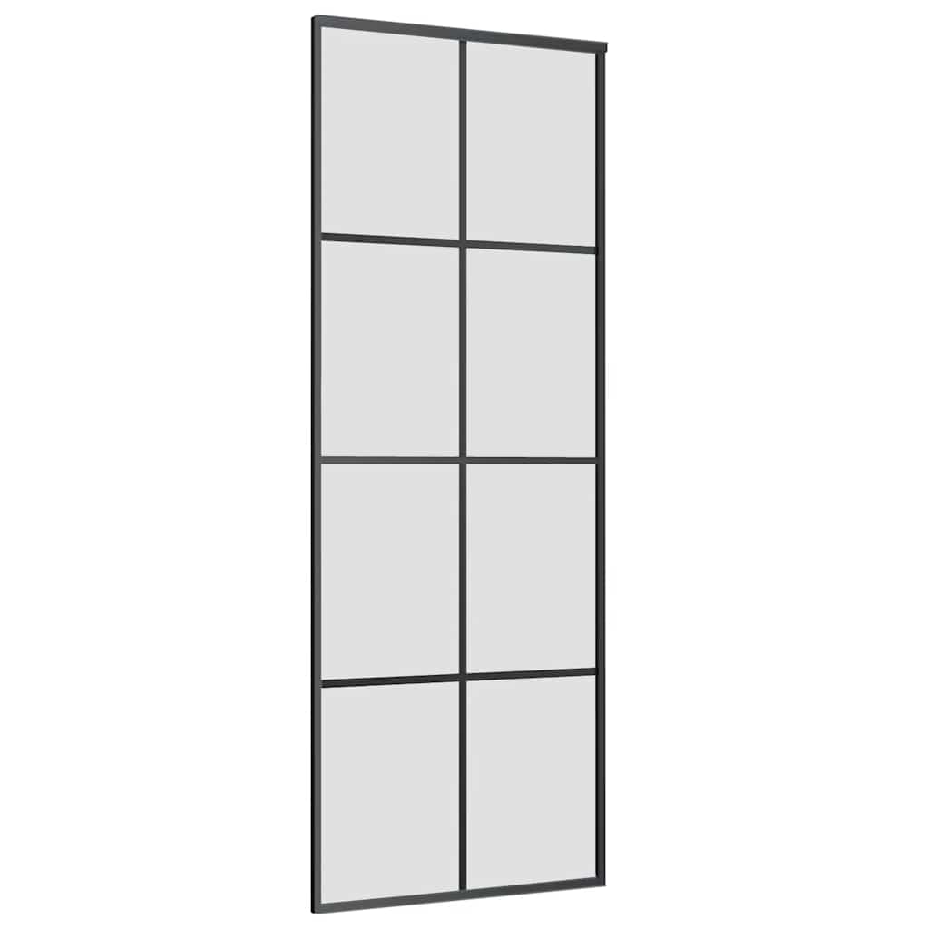 vidaXL Sliding Door with Hardware Set Black 76x205 cm ESG Glass 5