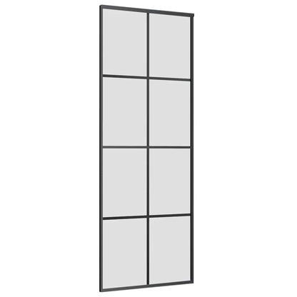 vidaXL Sliding Door with Hardware Set Black 76x205 cm ESG Glass 5