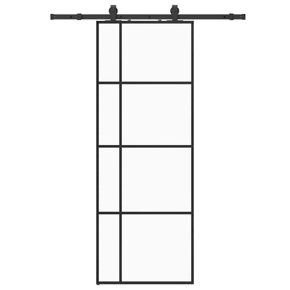 vidaXL Sliding Door with Hardware Set Black 76x205 cm ESG Glass 2