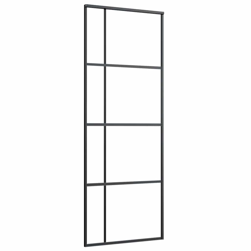 vidaXL Sliding Door with Hardware Set Black 76x205 cm ESG Glass 5