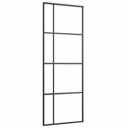 vidaXL Sliding Door with Hardware Set Black 76x205 cm ESG Glass 5