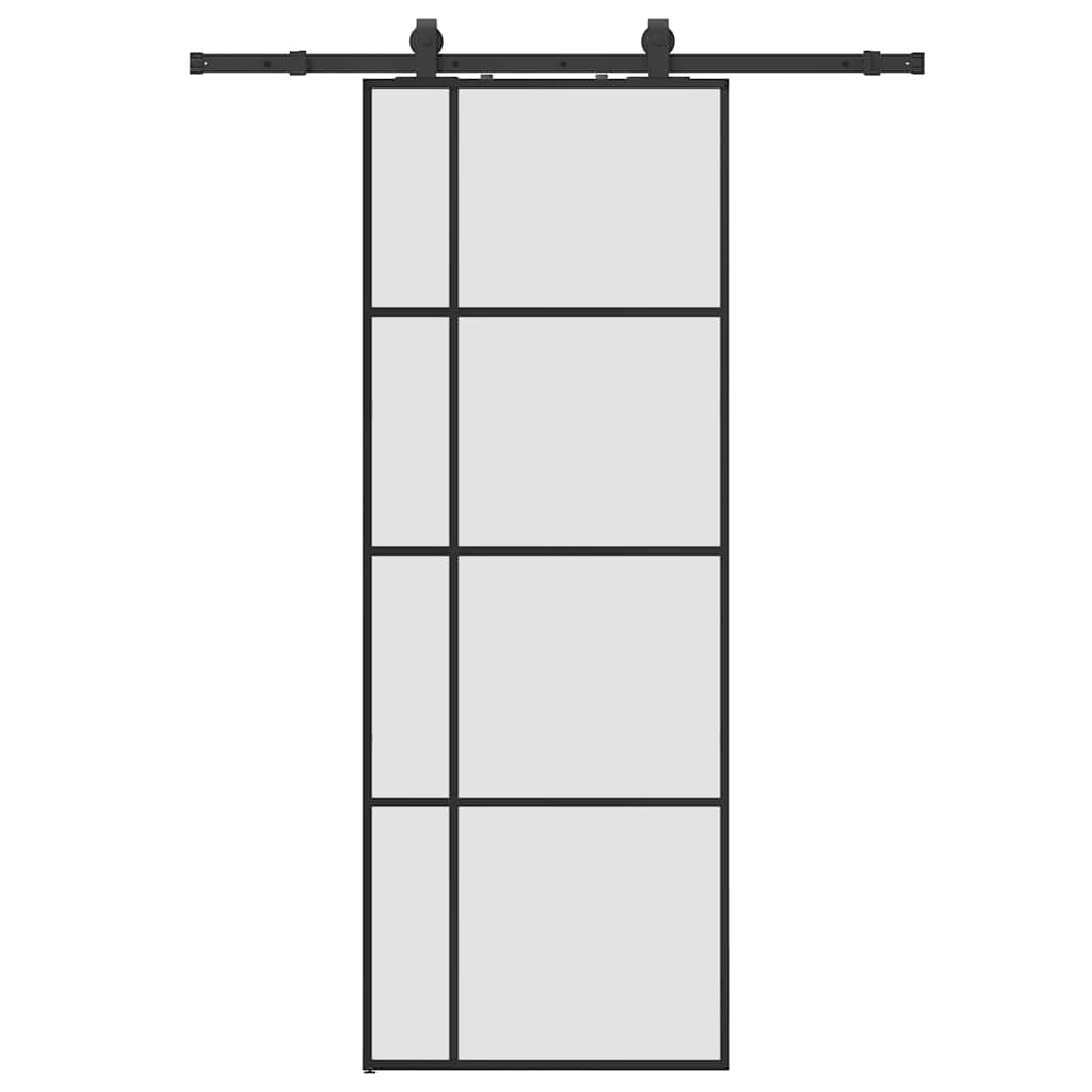 vidaXL Sliding Door with Hardware Set Black 76x205 cm ESG Glass 2