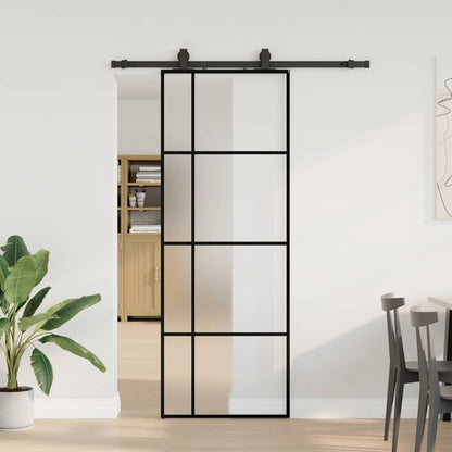 vidaXL Sliding Door with Hardware Set Black 76x205 cm ESG Glass 1