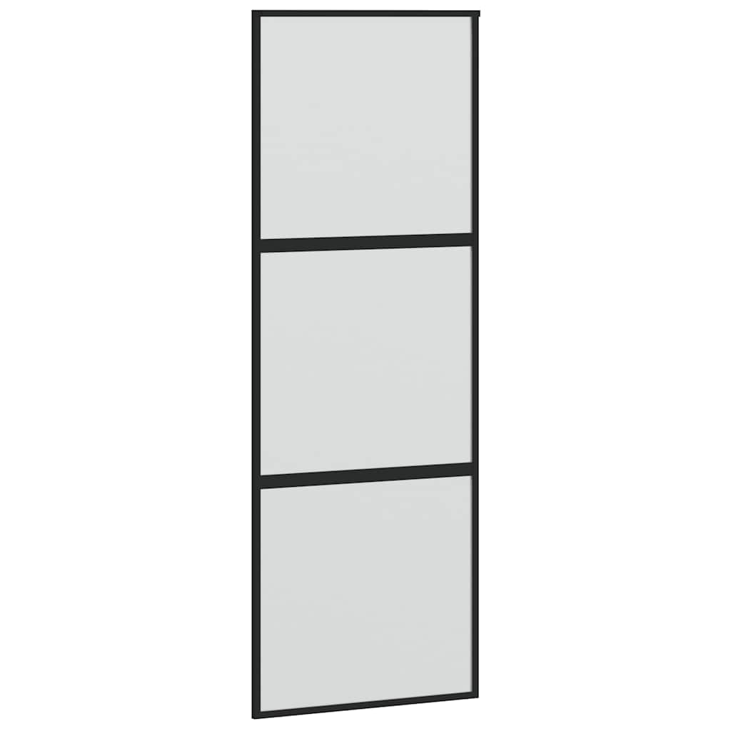 vidaXL Sliding Door with Hardware Set Black 76x205 cm Tempered Glass 5