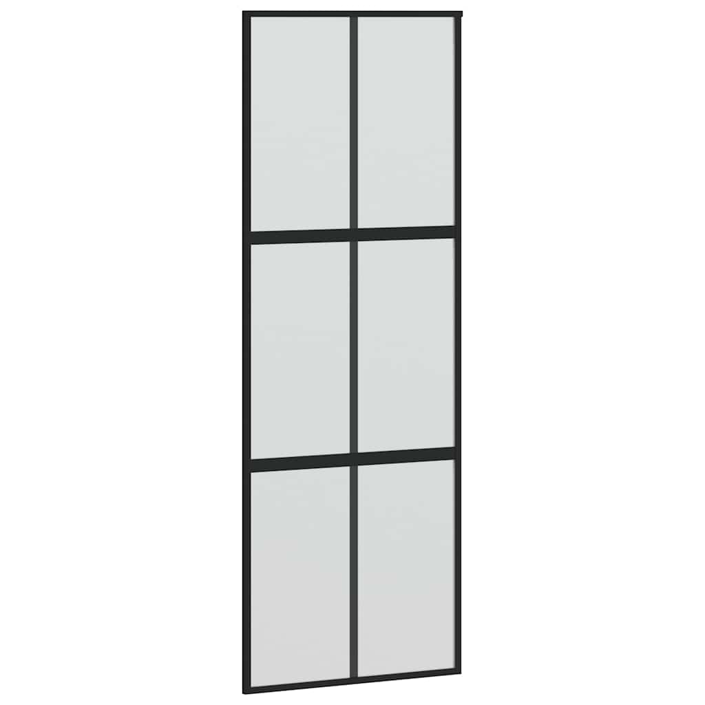vidaXL Sliding Door with Hardware Set Black 76x205 cm Tempered Glass 5
