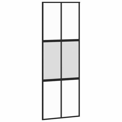 vidaXL Sliding Door with Hardware Set Black 76x205 cm Tempered Glass 5