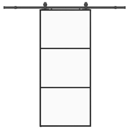 vidaXL Sliding Door with Hardware Set Black 90x205 cm ESG Glass 2