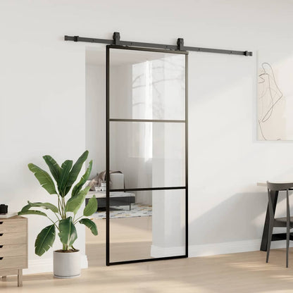 vidaXL Sliding Door with Hardware Set Black 90x205 cm ESG Glass 3