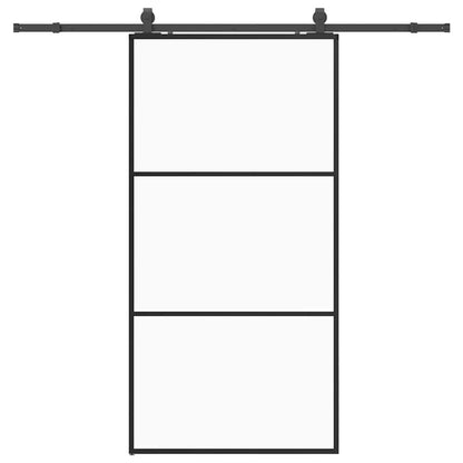 vidaXL Sliding Door with Hardware Set Black 102x205 cm ESG Glass 2