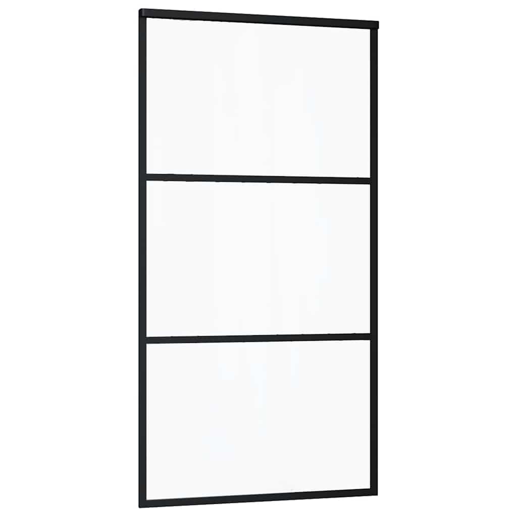 vidaXL Sliding Door with Hardware Set Black 102x205 cm ESG Glass 5