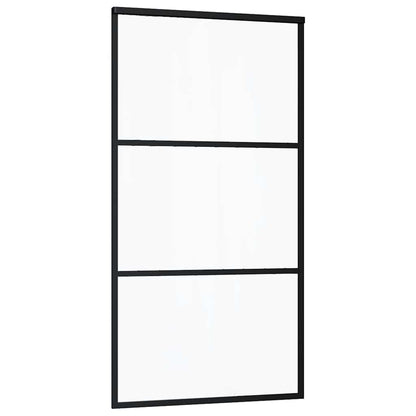 vidaXL Sliding Door with Hardware Set Black 102x205 cm ESG Glass 5