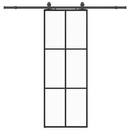 vidaXL Sliding Door with Hardware Set Black 76x205 cm ESG Glass 2