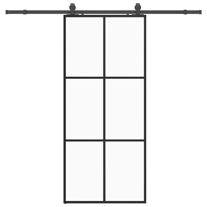 vidaXL Sliding Door with Hardware Set Black 90x205 cm ESG Glass 2