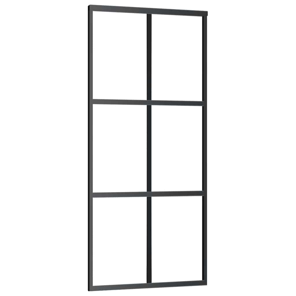 vidaXL Sliding Door with Hardware Set Black 90x205 cm ESG Glass 5