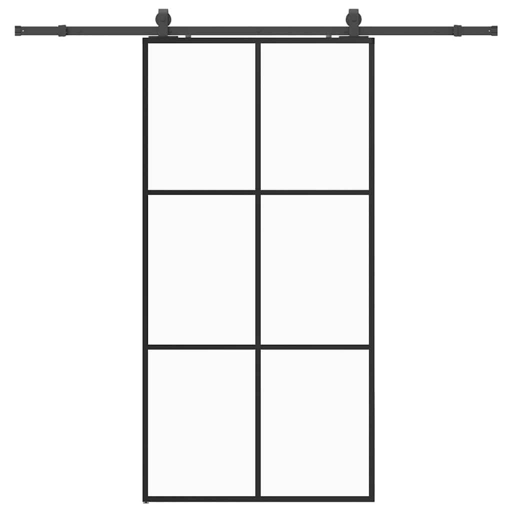 vidaXL Sliding Door with Hardware Set Black 102x205 cm ESG Glass 2