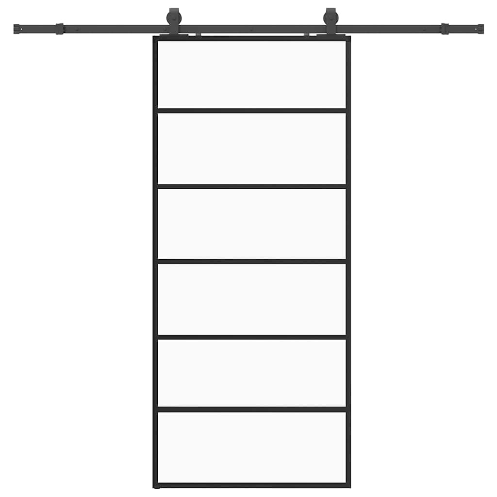vidaXL Sliding Door with Hardware Set Black 90x205 cm ESG Glass 2