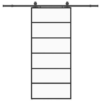 vidaXL Sliding Door with Hardware Set Black 90x205 cm ESG Glass 2
