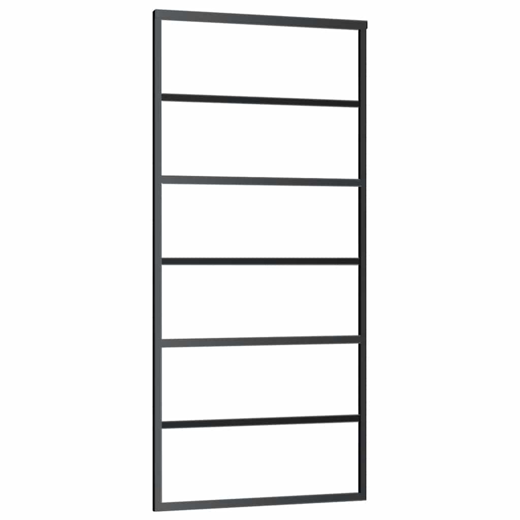 vidaXL Sliding Door with Hardware Set Black 90x205 cm ESG Glass 4
