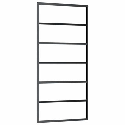 vidaXL Sliding Door with Hardware Set Black 90x205 cm ESG Glass 4