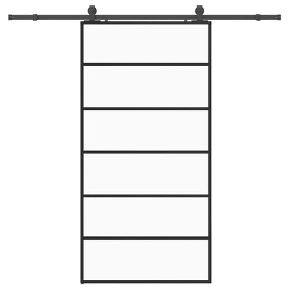 vidaXL Sliding Door with Hardware Set Black 102x205 cm ESG Glass 2
