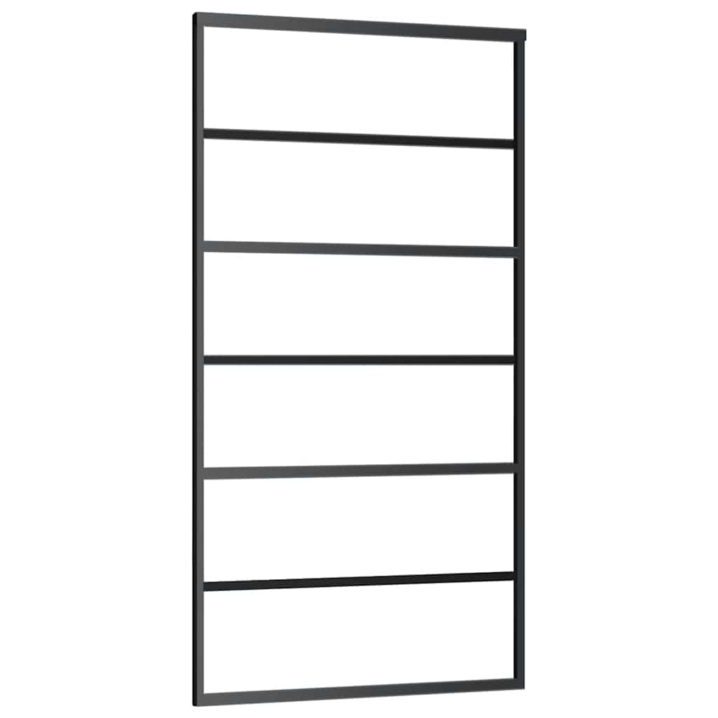 vidaXL Sliding Door with Hardware Set Black 102x205 cm ESG Glass 5